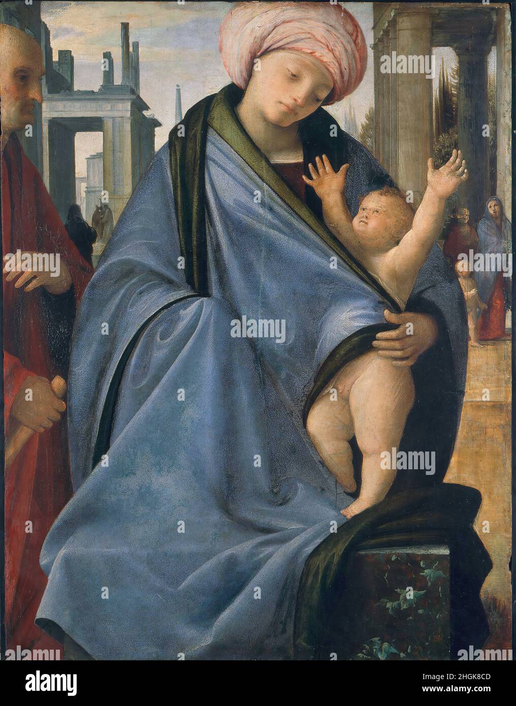 Suardi Bartolomeo (Bramantino) - Milano - Pinacoteca di Brera - (sala 11) Madonna con il Bambino, figura maschile e figurette nello sfondo (1515 20) (olio su tavola 61 x 47 cm)sl11 Stock Photo