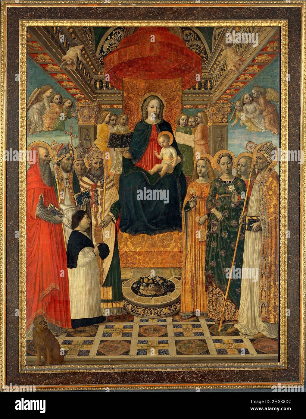 Sacra conversazione - 1485c. - tempera e oil on wood 242 x 182 cm - Da Fossano Ambrogio - Bergognone - Stock Photo