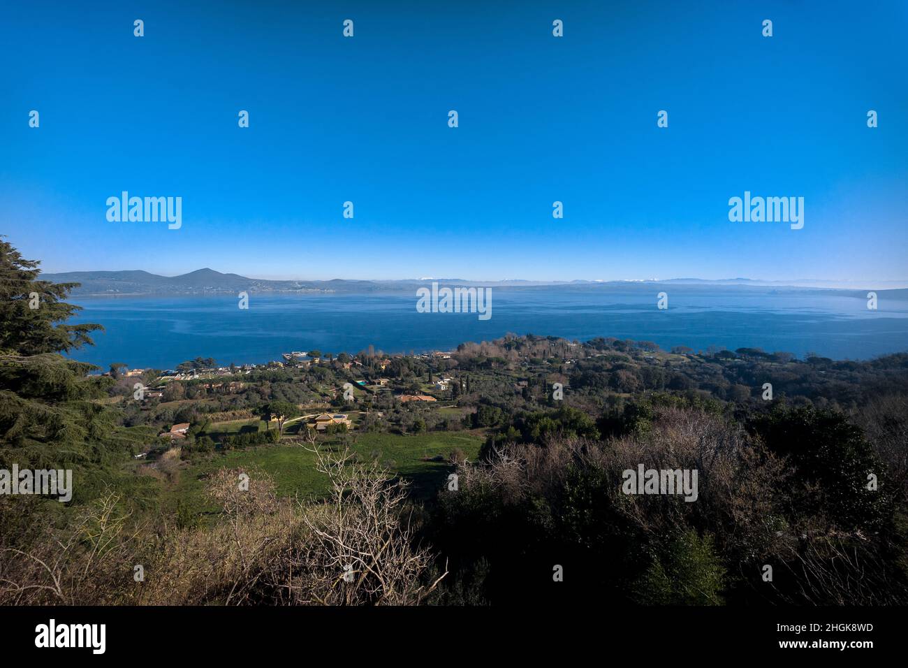 Bracciano, Lazio, Italy: panoramic image of Bracciano lake Stock Photo