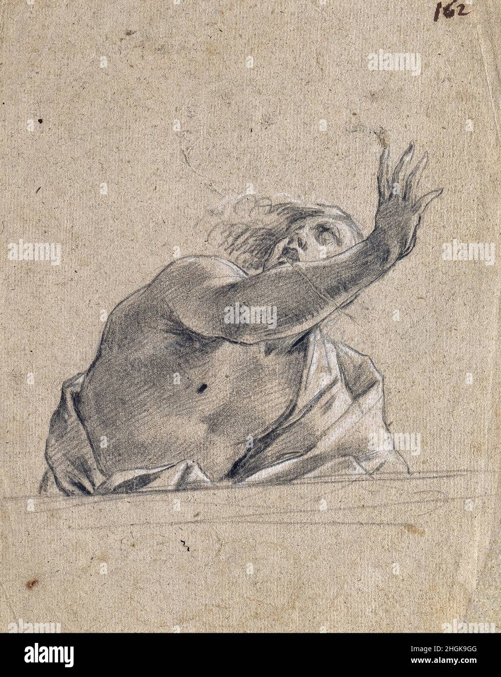 Simon Vouet - Man with Raised Arm Behind a Parapet Stock Photo