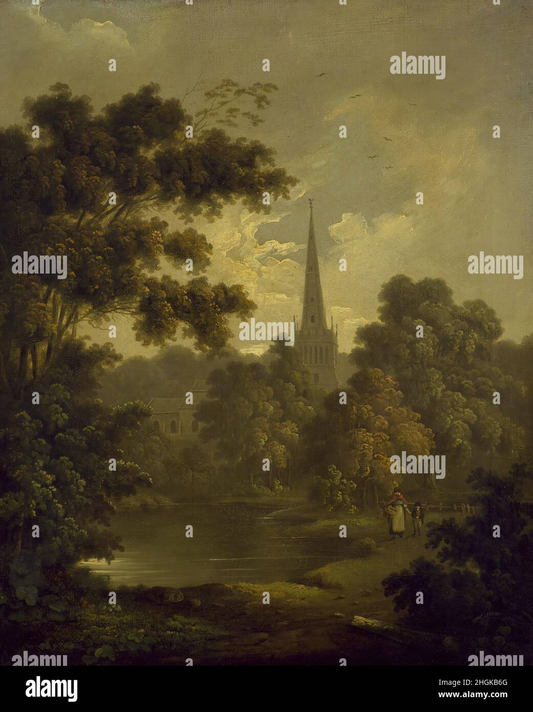 Circle of John Rathbone - Landscape with Figures Stock Photo - Alamy