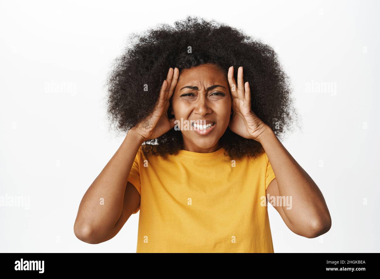Woman hands face distressed hi-res stock photography and images - Alamy