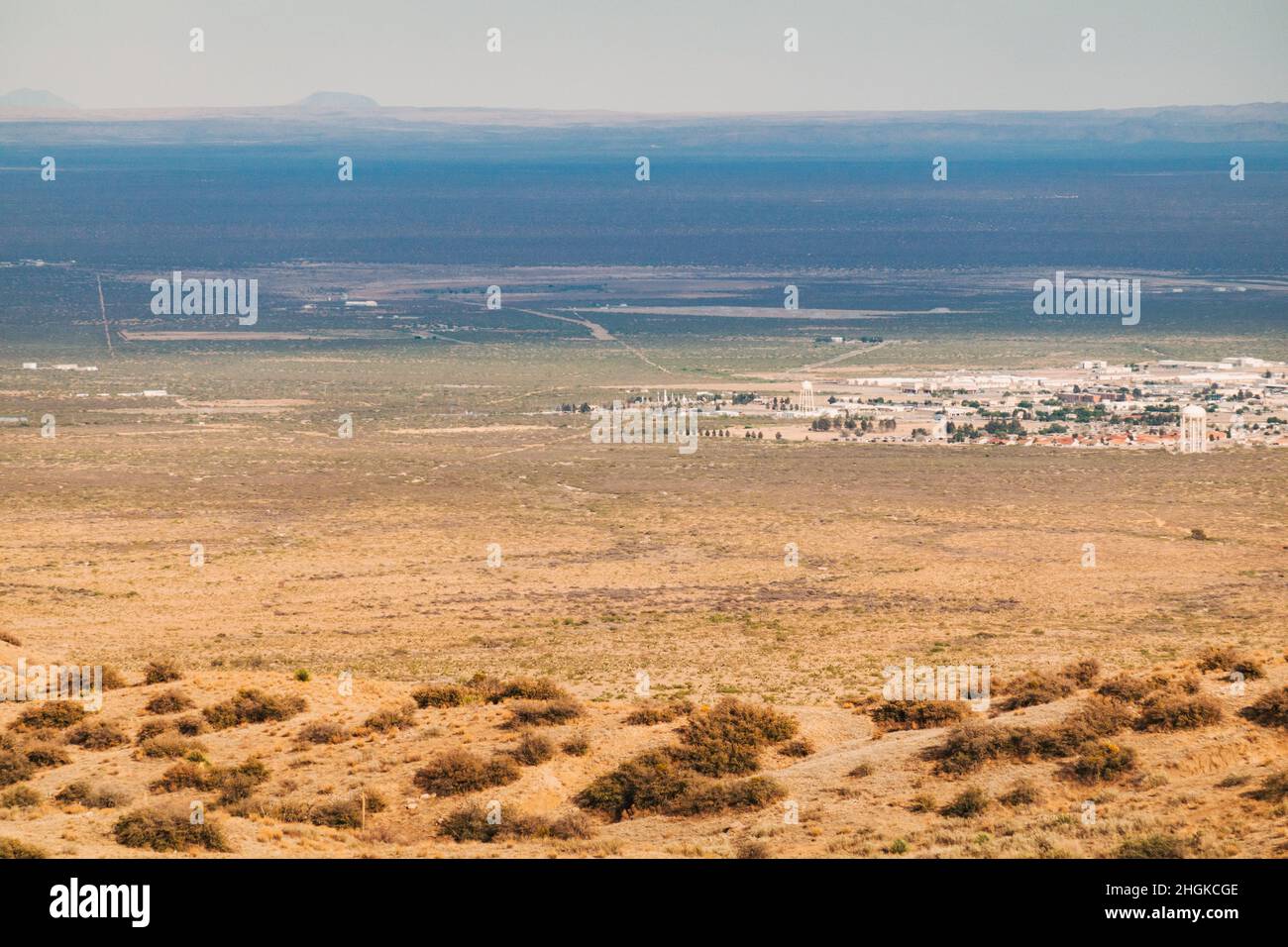 the township of the White Sands Missile Range, a U.S. Army testing site, in New Mexico, United States, as seen from the highway Stock Photo