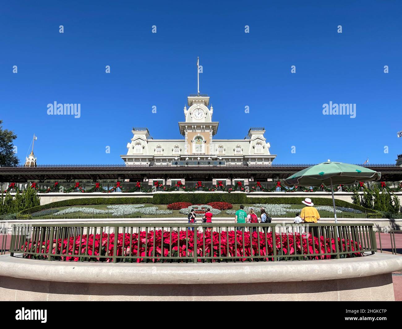 Orlando, FL USA - July 5, 2021: The train station at Walt Disney World Magic Kingdom in Orlando, Florida. Stock Photo