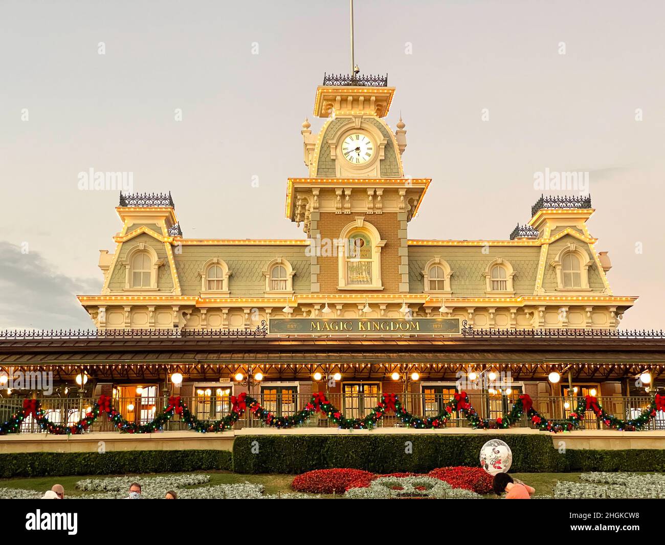 Orlando, FL USA - JNovember 27, 2020: The train station at Walt Disney World Magic Kingdom in Orlando, Florida. Stock Photo