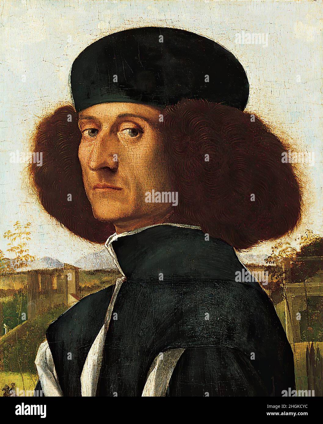 Portrait of a Venetian Nobleman - oil on wood 35.6 x 27.3 cm - Carpaccio Vittore Stock Photo