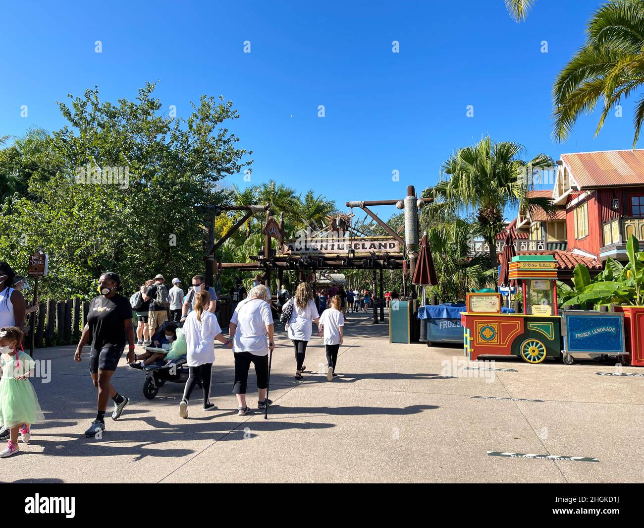 Orlando, FL USA -November 25, 2020:  The entrance to Adventureland in Magic Kingdom at  Walt Disney World  in Orlando, Florida. Stock Photo
