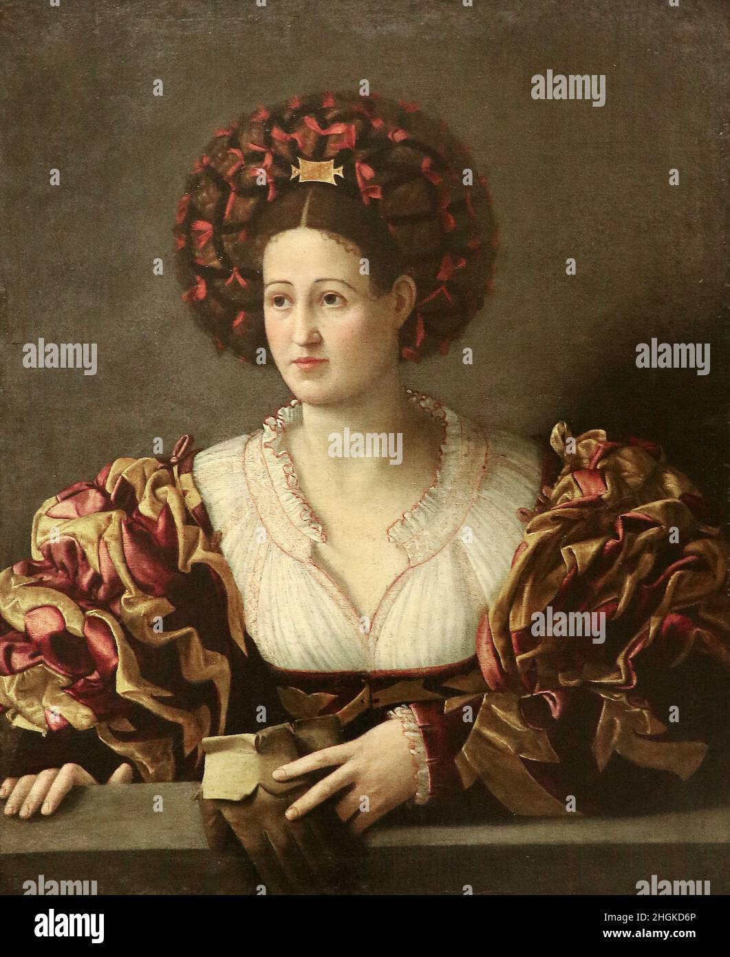 Ritratto di gentildonna - 1520c. - Oil on canvas 96,4 x 74,2 cm - Morando Paolo - Cavazzola Stock Photo