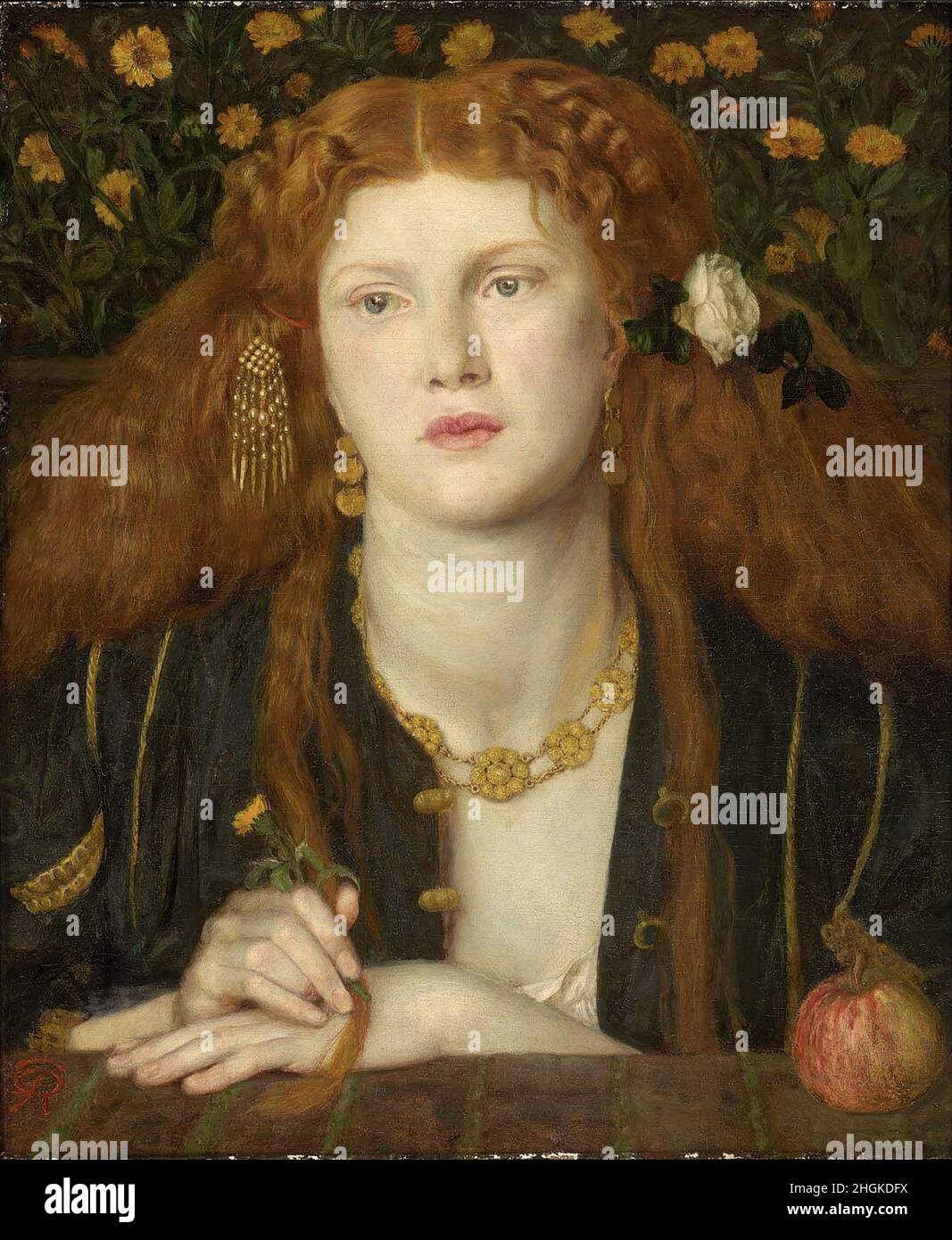 Bocca Baciata - Lips That Have Been Kissed - 1859 - oil on wood 32,1 x 27 cm - Rossetti Dante Gabriel Stock Photo