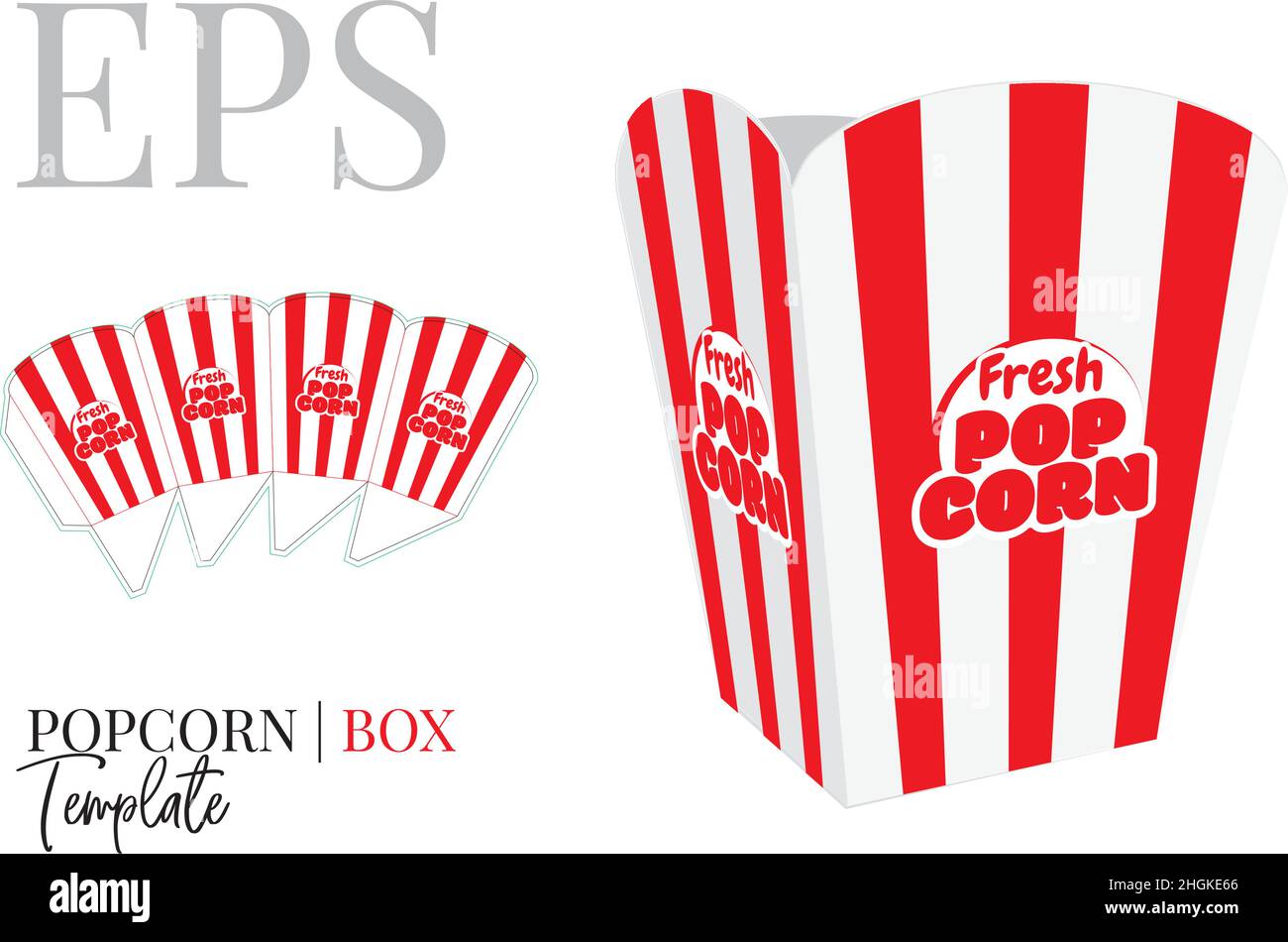 Popcorn Box Template. Vector with die cut, laser cut layers. Self Lock Popcorn Box Template. Vector with die cut, laser cut layers. Self Lock