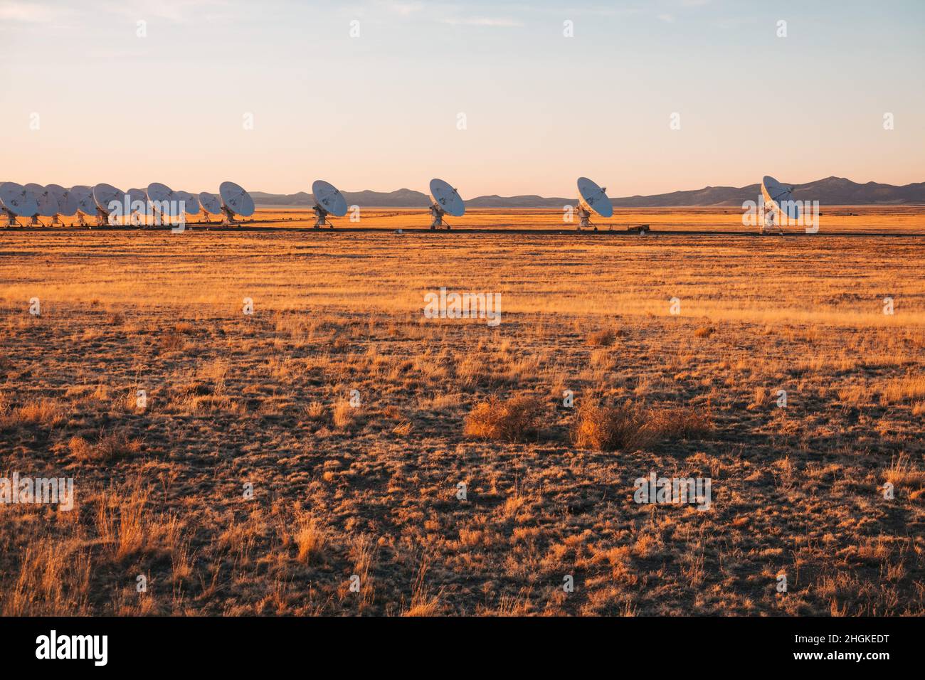 Radio telescope dishes stacked together at the Karl G. Jansky Very Large Array on the Plains of San Agustin, New Mexico Stock Photo