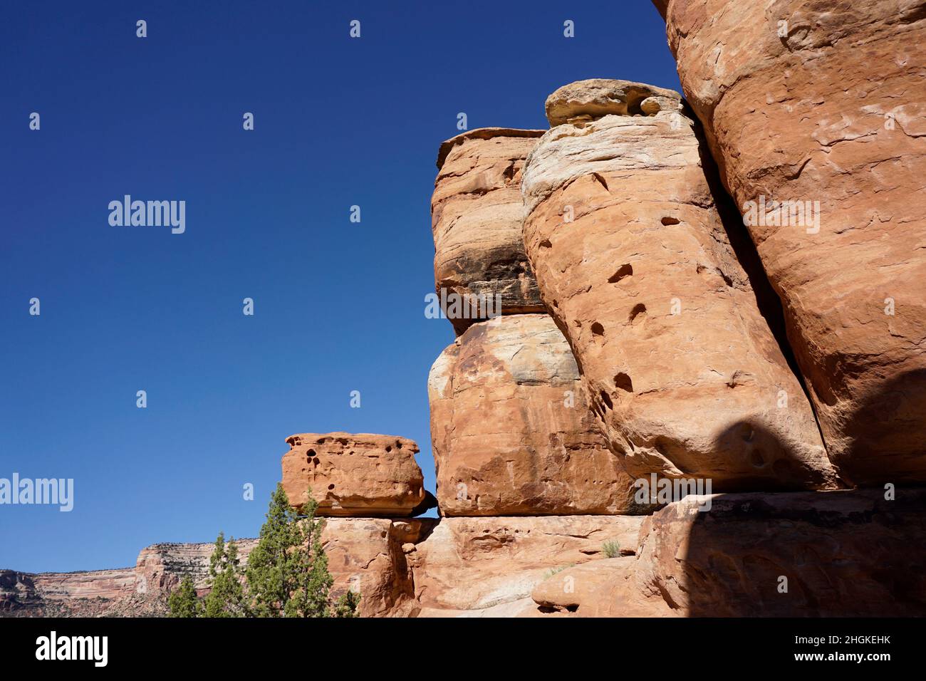Red rocks against a blue sky in Colorado National Monument Stock Photo