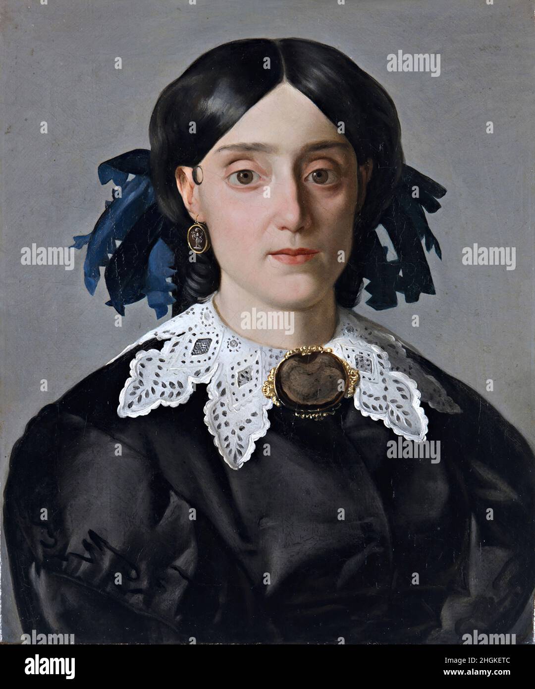 Lega Silvestro - Private Collection - Ritratto di Elisa Fabbroni - 1856 - oil on canvas 34,3 x 28,4 cm - Stock Photo