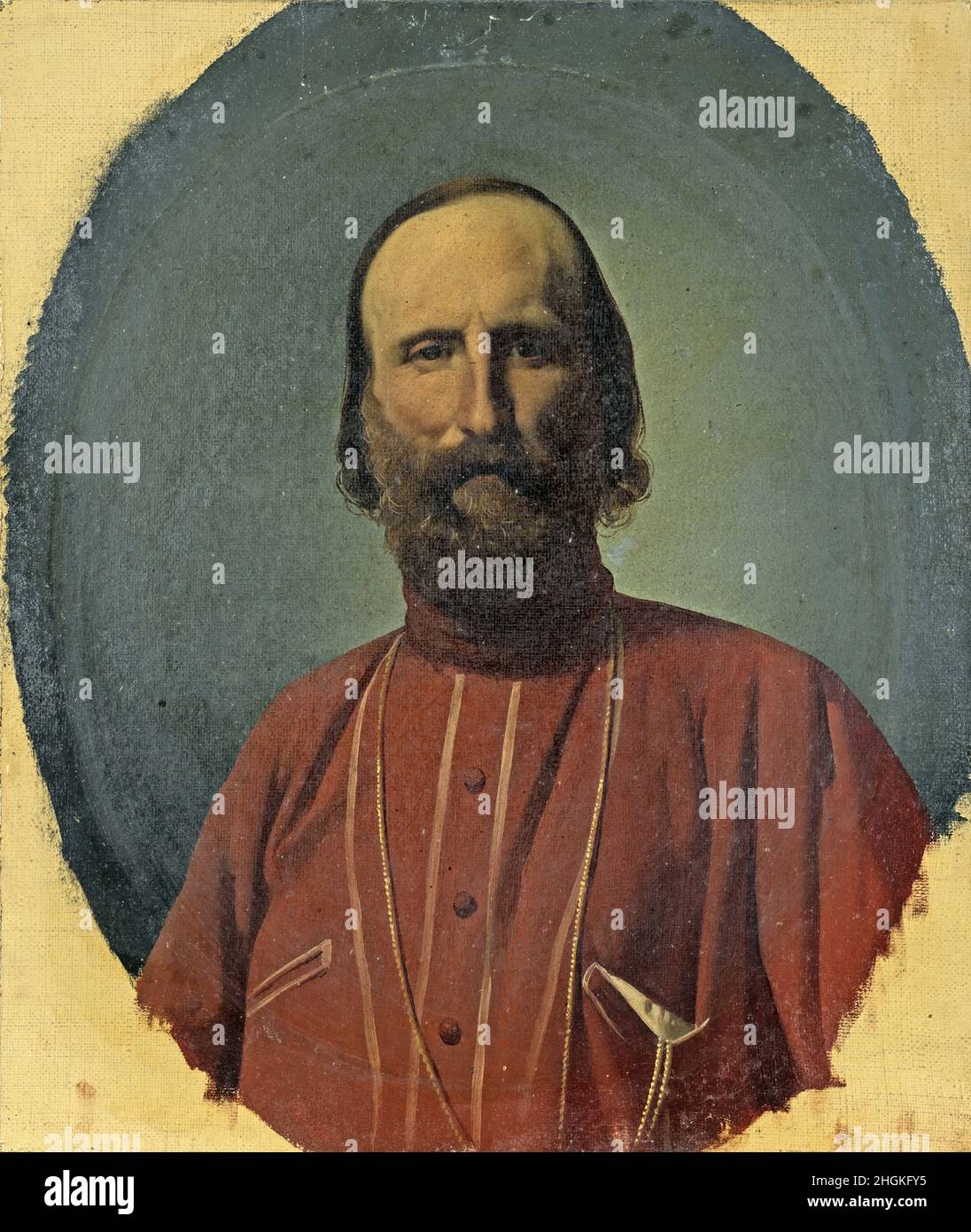 Chierici Gaetano - Private Collection - Portrait of Giuseppe Garibaldi - 1865 70 - oil on canvas 34 x 28 cm - Stock Photo