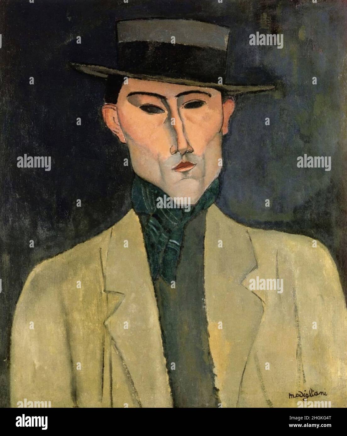 Modigliani Amedeo - Private Collection - Man with hat - 1916 17 - oil ...