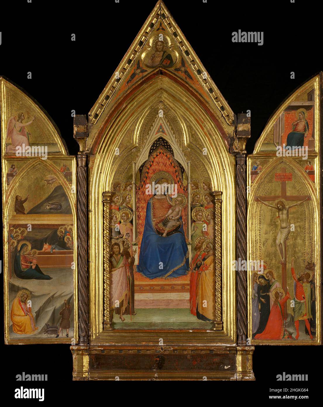 Triptych, The Virgin and Child enthroned with Saints - 1338 - tempera su tavola 87,5 x 78,7 cm - Daddi Bernardo Stock Photo