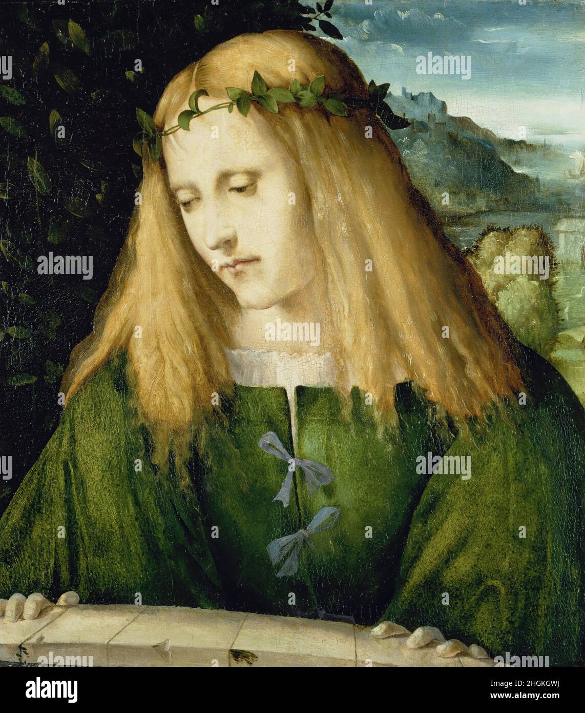 Narziss am Brunnen - 1510 11c. - olio su tavola di pioppo 39,7 x 35,3 cm - Melone Altobello Stock Photo