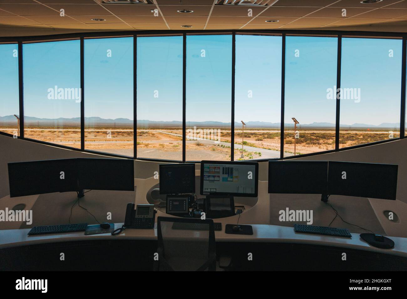 The desk of the Spaceport America operations center, New Mexico Stock Photo