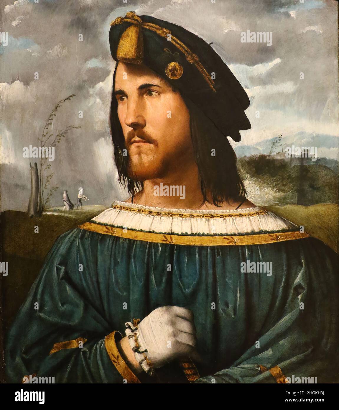 Ritratto di gentiluomo - 1513c. - oil on wood 58,1 x 48,2 cm - Melone Altobello Stock Photo