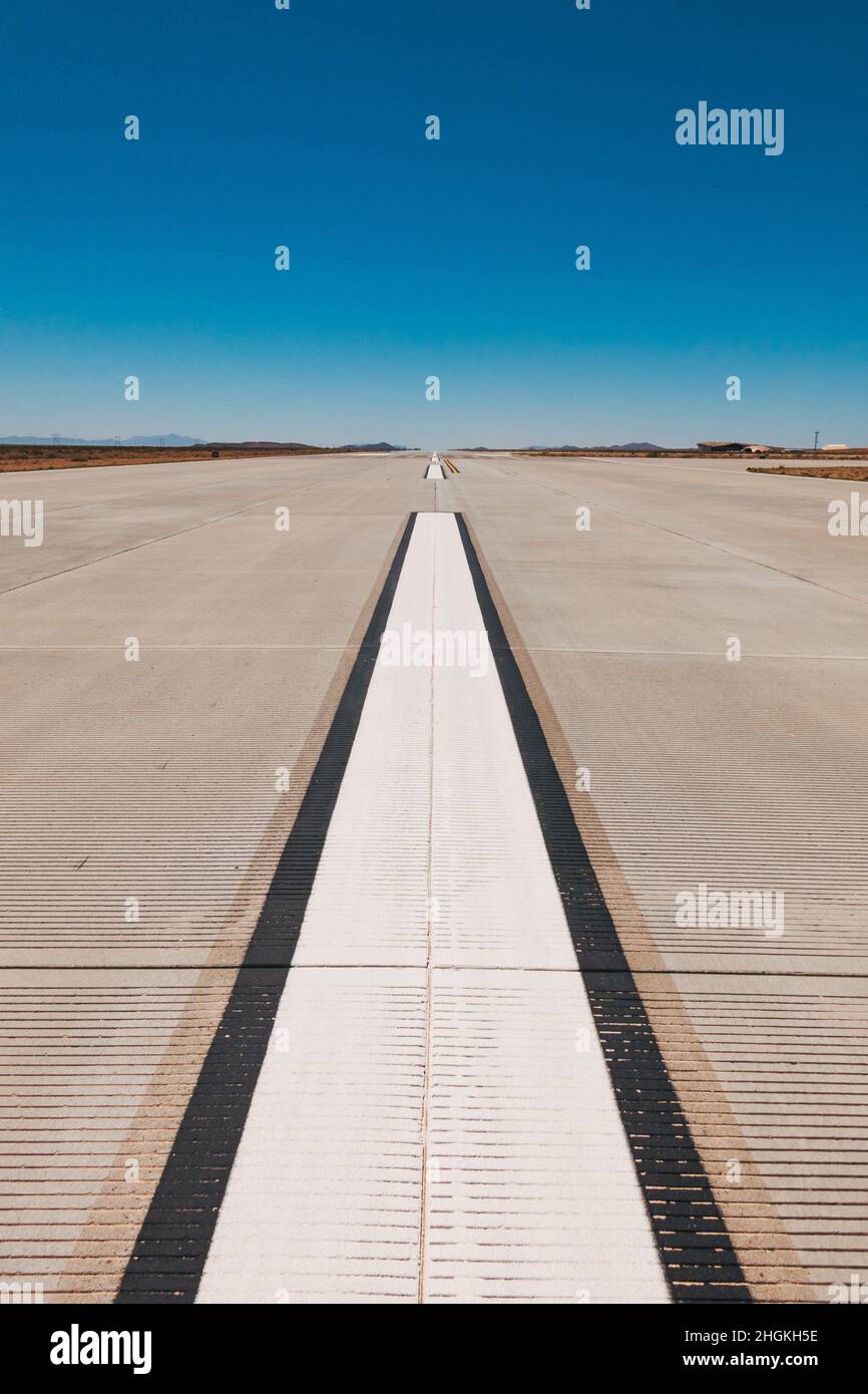 The immaculate runway centerline at the Southwest Regional Spaceport, also known as Spaceport America, New Mexico, USA Stock Photo