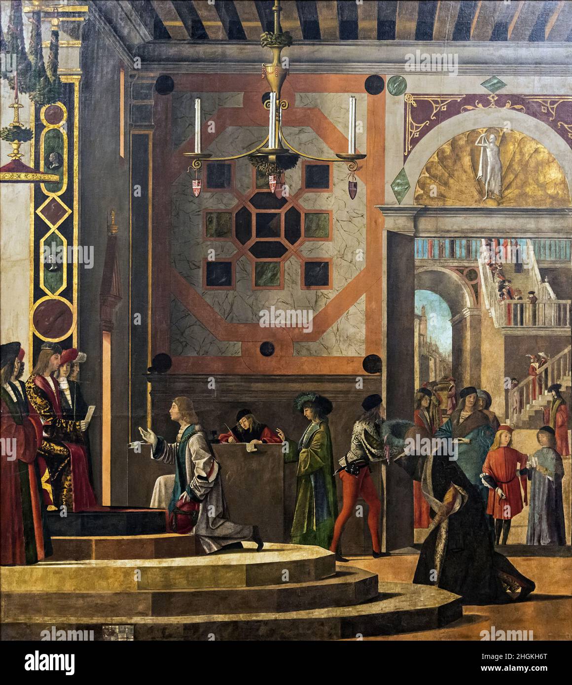 Ciclo di Sant'Orsola, Commiato degli ambasciatori - 1495c. - oil on canvas 281 x 252 cm - Carpaccio Vittore Stock Photo
