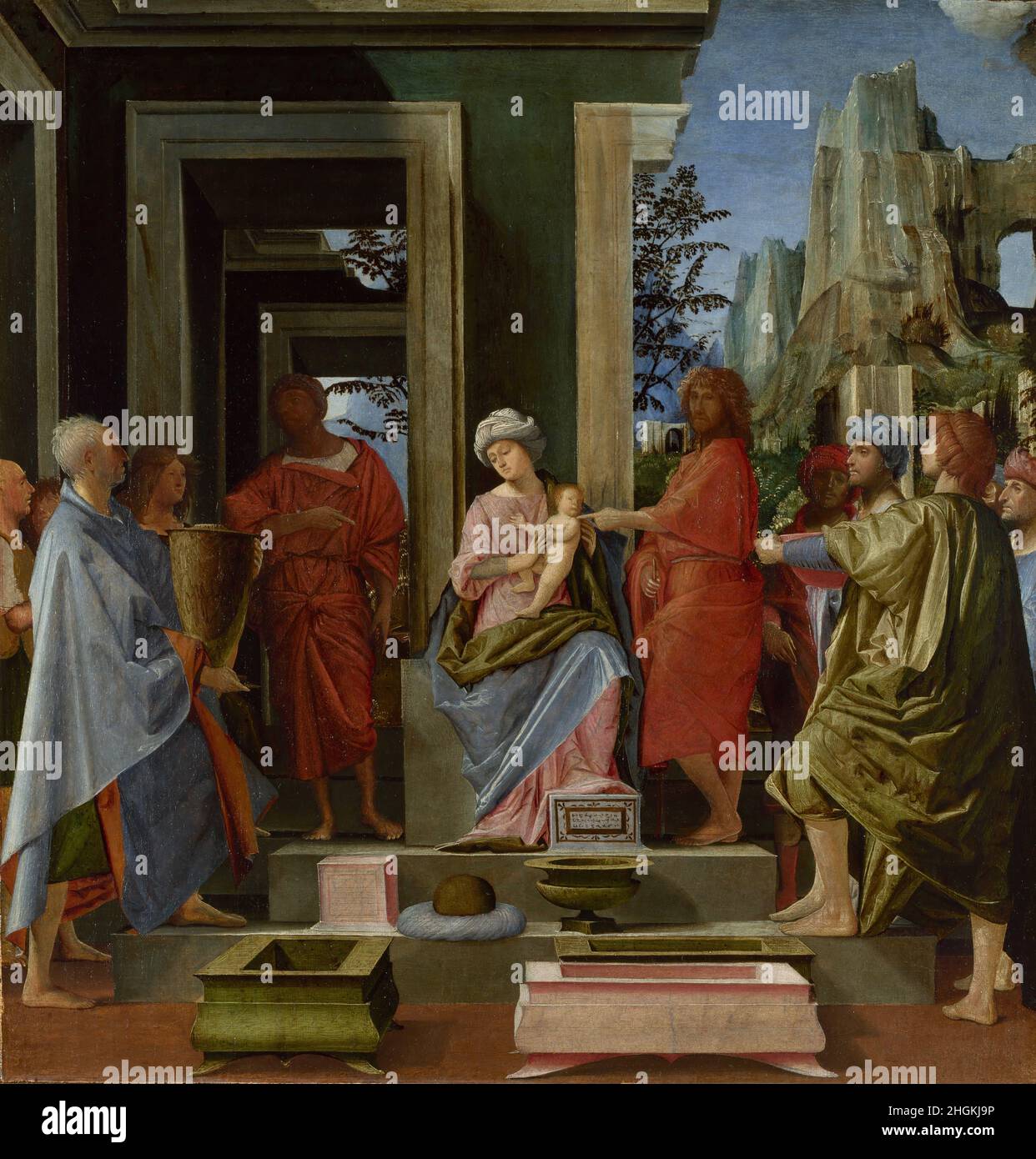 The Adoration of the Kings - 1500c. - oil on wood di pioppo 56,8 x 55 cm - Suardi Bartolomeo - Bramantino - Stock Photo