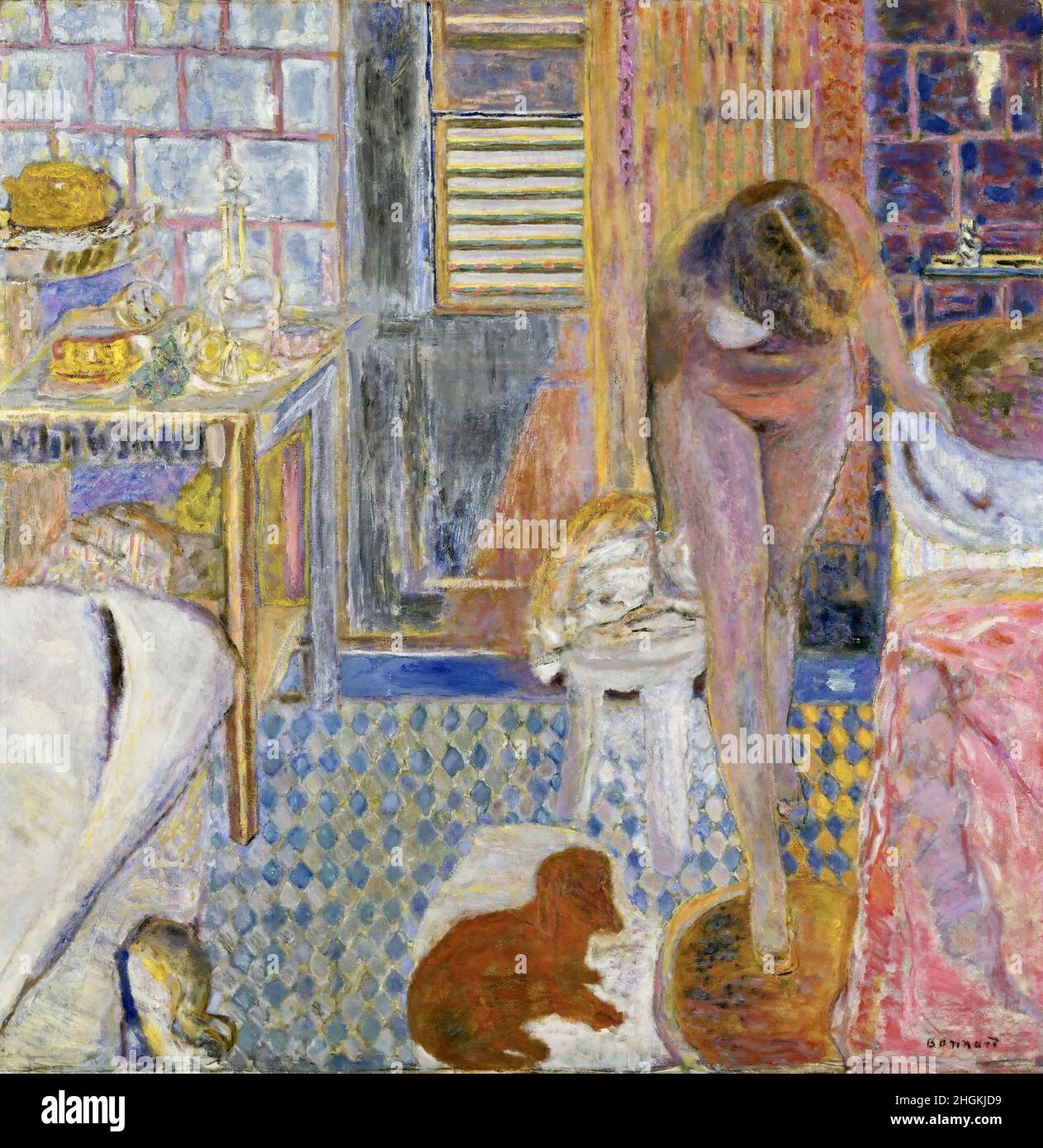 The Bathroom - 1932 - oil on canvas 121 x 118,2 cm - Bonnard Pierre Stock Photo