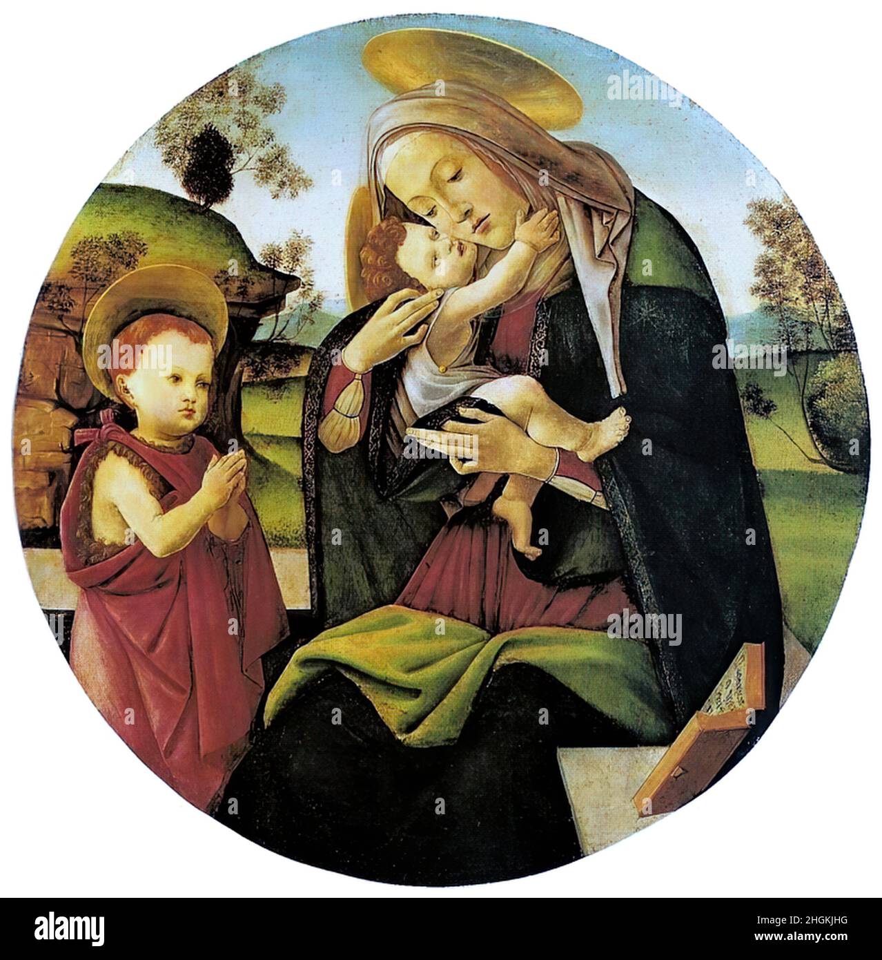 Virgin and Child with the Infant St. John the Baptist - 1490 00 - tempera su tavola, diametro 74 cm - Botticelli Sandro Stock Photo
