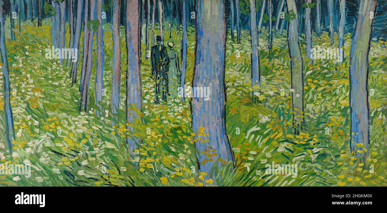 Undergrowthwith two figures - 1890 - Oil on canvas 49,5 x 99,7 cm - vg13Van Gogh Vincent Stock Photo