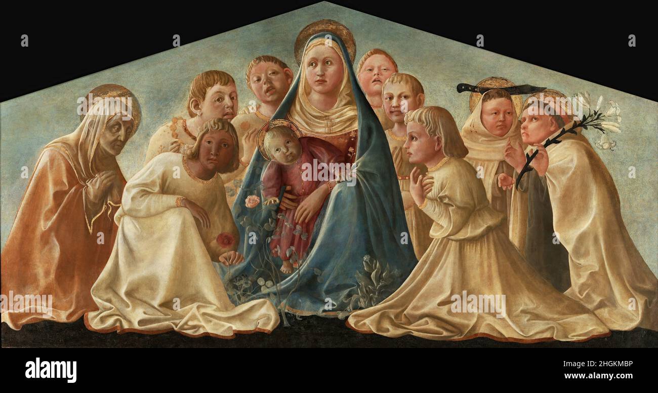 Madonna con il Bambino, santi e angeli - Madonna Trivulzio - 1430c. - tempera su tela 167,5 x 62 cm - Lippi Filippo Stock Photo