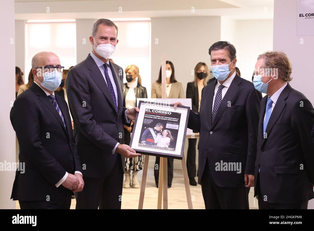 18-01-2022 King Felipe attend the opening of the new headquarters of the newspaper "El Correo" in Bilbao.  (Photo by Thorton/PPE/Sipa USA) Stock Photo
