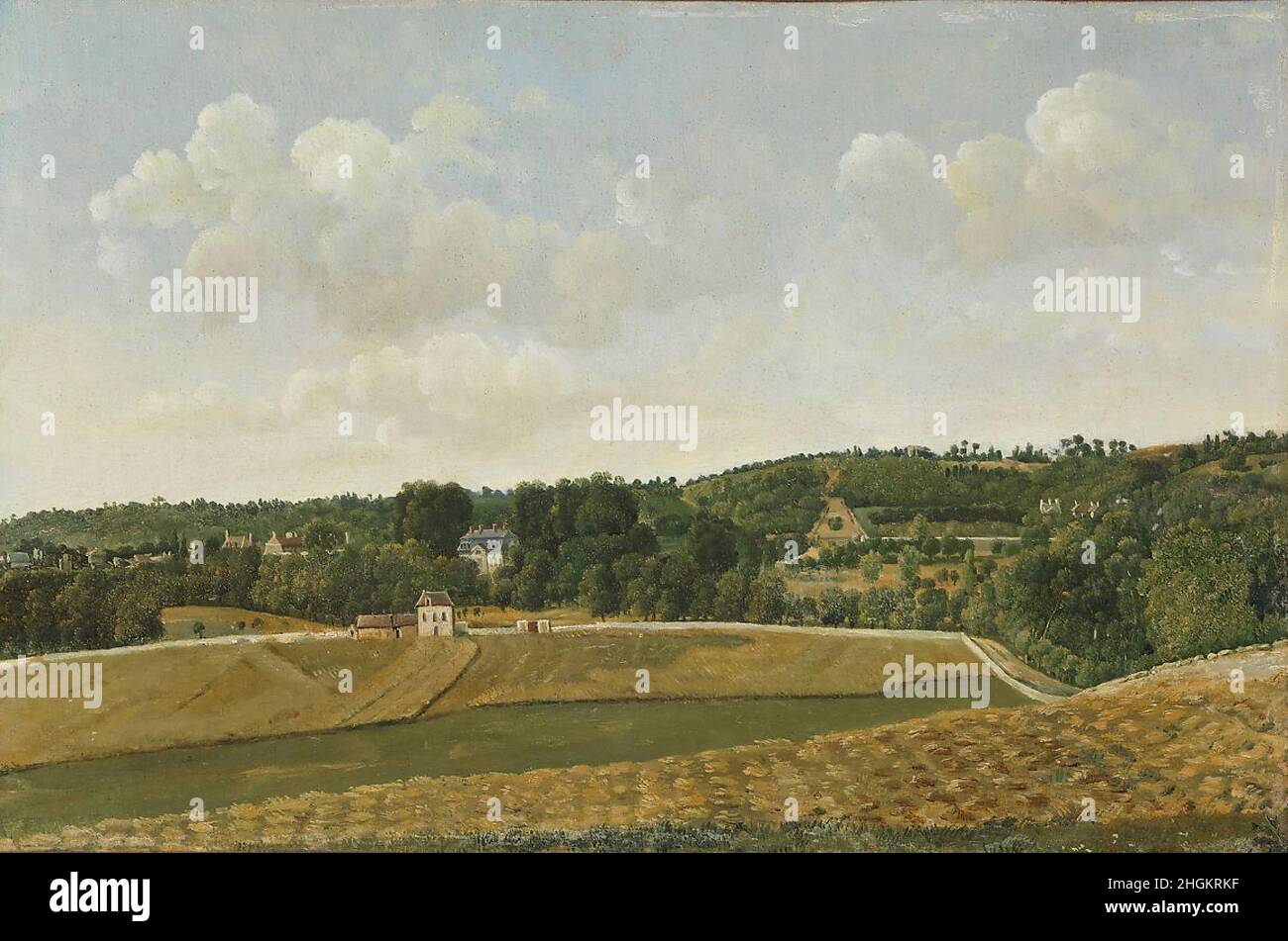 View of Châtenay- unknown date -  olio su carta steso su cartone 27 x 40,3 cm - Michallon Achille-Etna Stock Photo