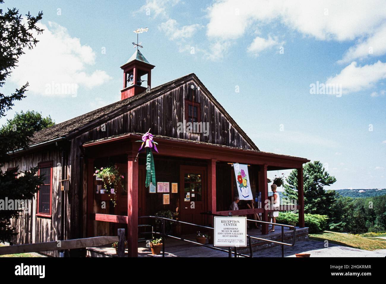 The reception center, museum shop, and gallery at the Fruitlands museum. Harvard, Massachusetts Stock Photo