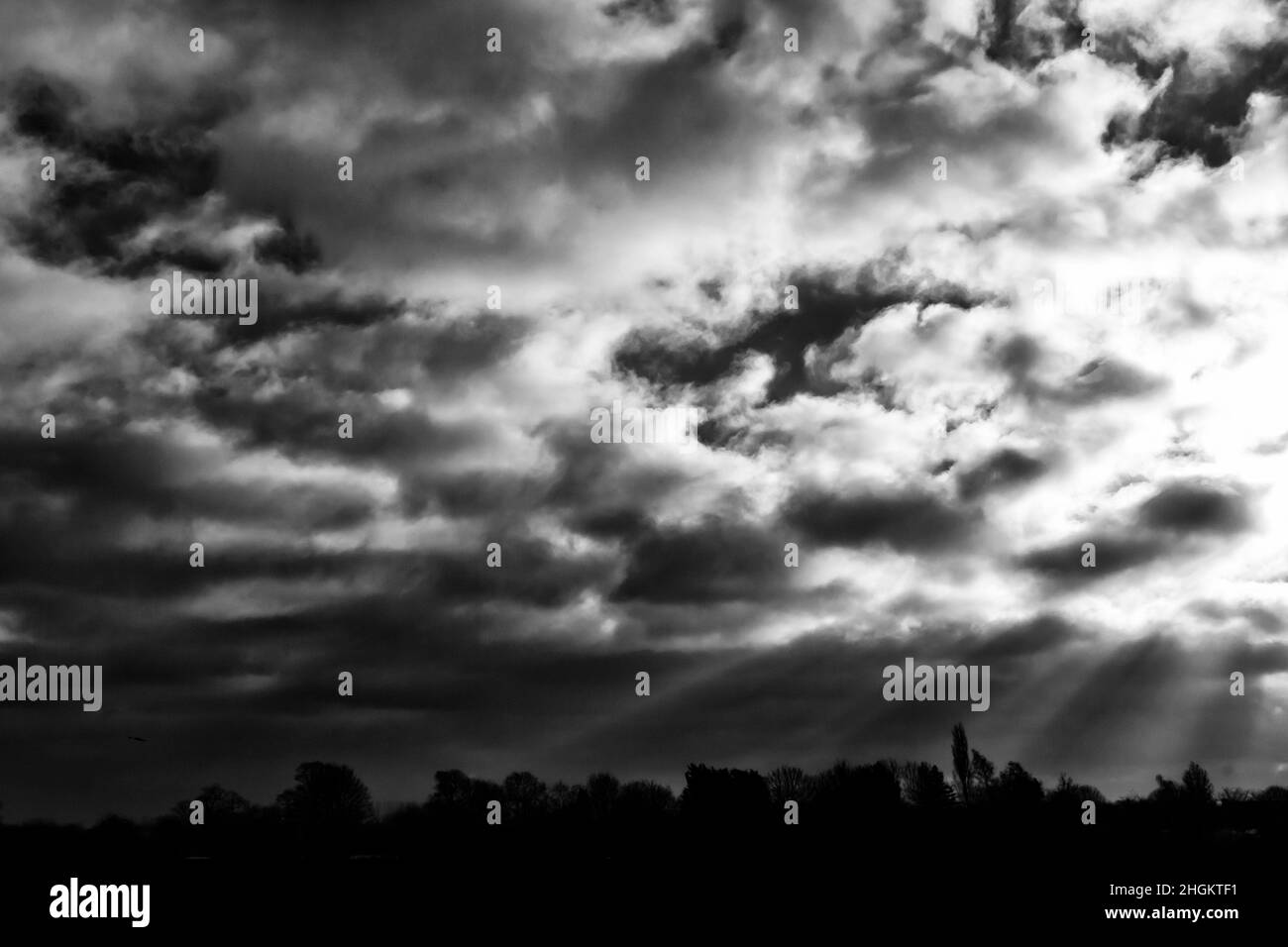 Dramatics skies above Somersham, Cambridgeshire Stock Photo
