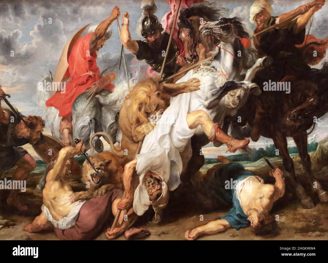 Löwenjagd - 1785c. - Oil on canvas 250 x 432 cm - Rubens Pieter Paul Stock Photo