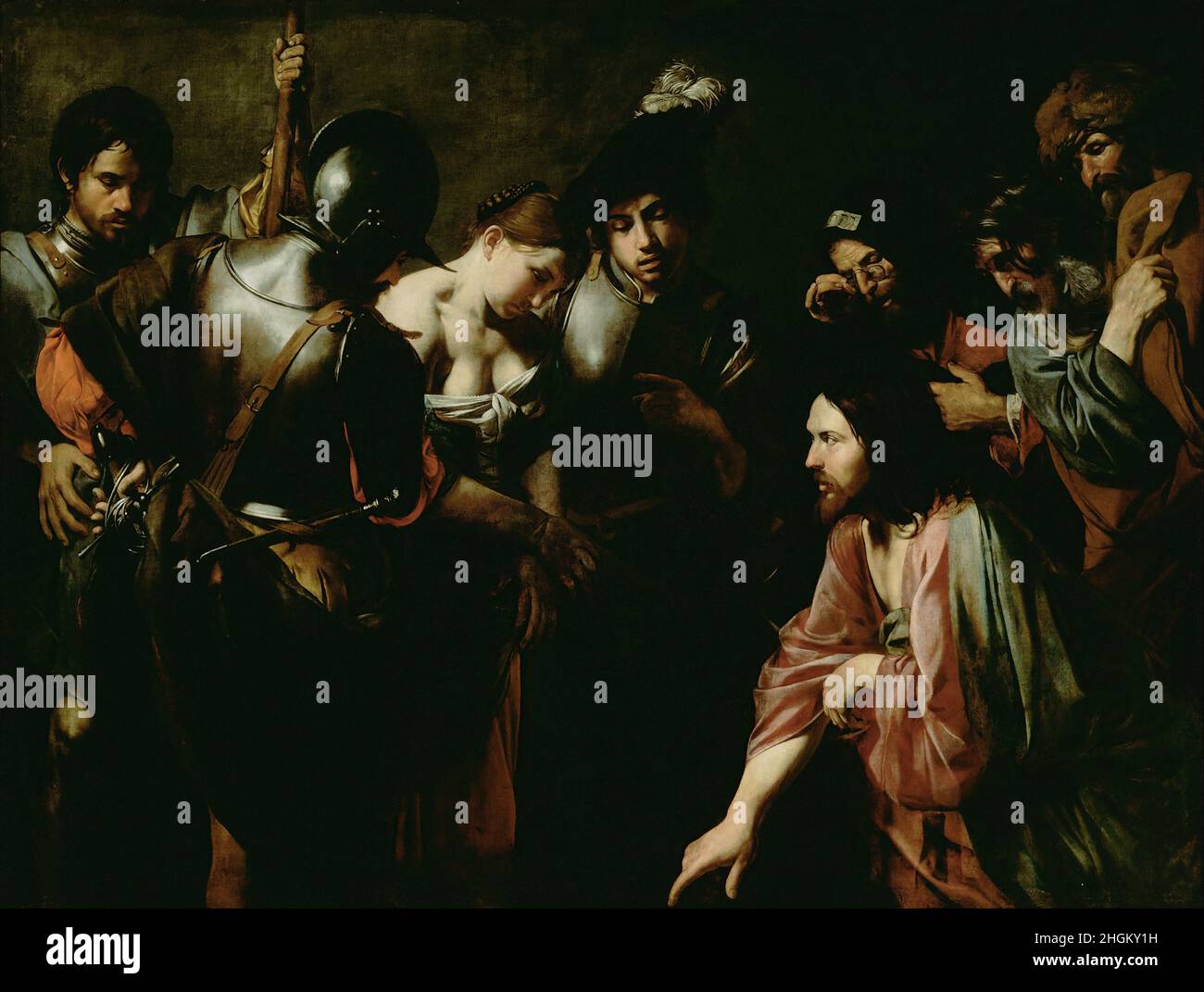 Valentin de Boulogne - Christ and the Adulteress Stock Photo