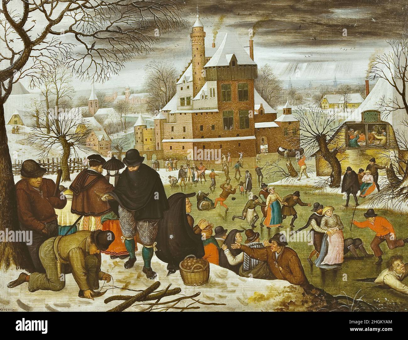 The Four Seasons, Winter - non datato - olio su tavola 42,8 x 57,4 cm - Brueghel Pieter il giovane Stock Photo