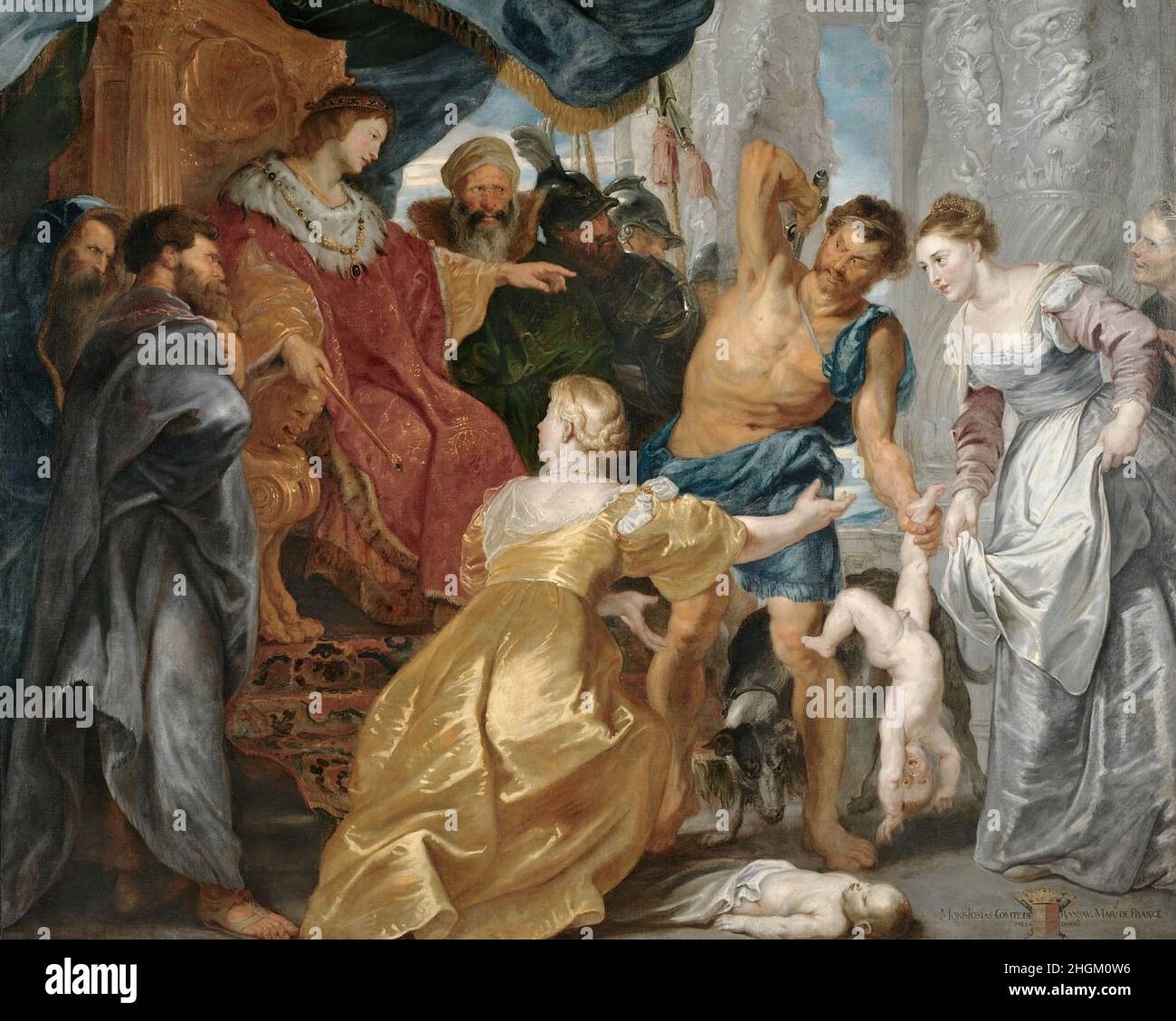 The Judgement of Solomon - 1617c. - Oil on canvas 234 x 303 cm - Rubens Pieter Paul Stock Photo