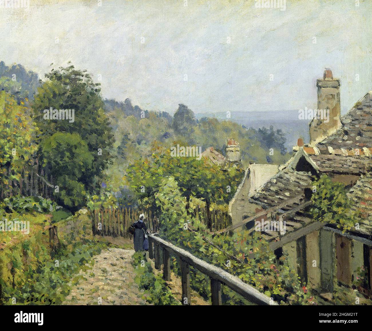 Louveciennes. Sentier de la Mi-côte - 1873c. - Oil on canvas 38 x 46,5 cm - Sisley Alfred Stock Photo