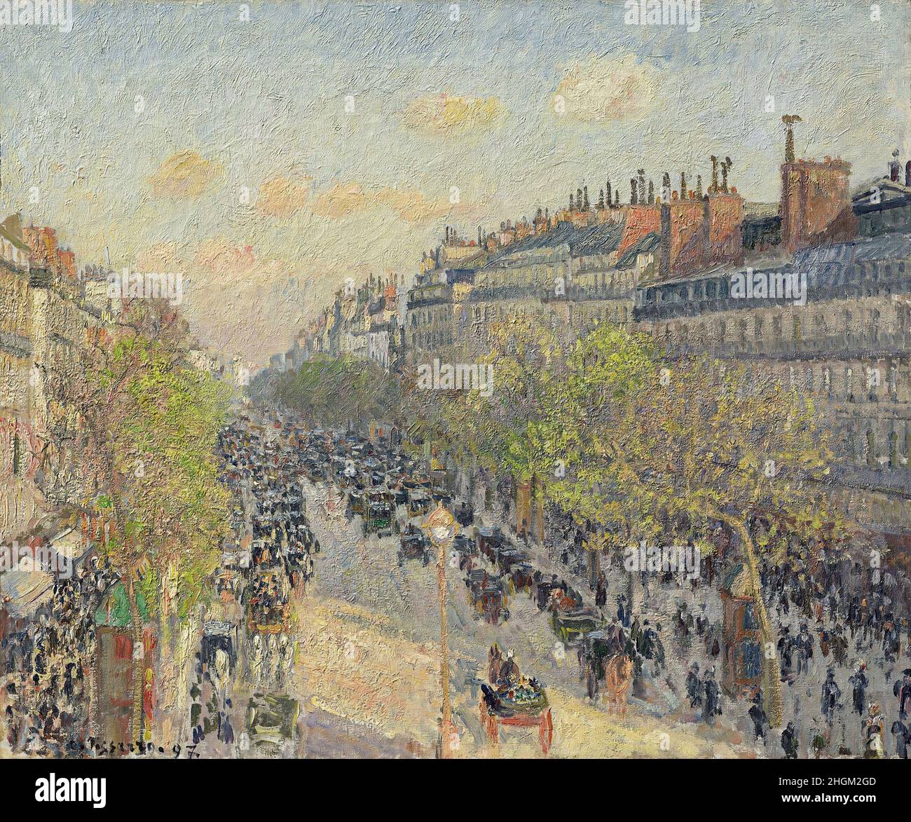 Boulevard Montmartre, Twilight - 1897 - Oil on canvas 54 x 65 cm - Pissarro Camille Stock Photo