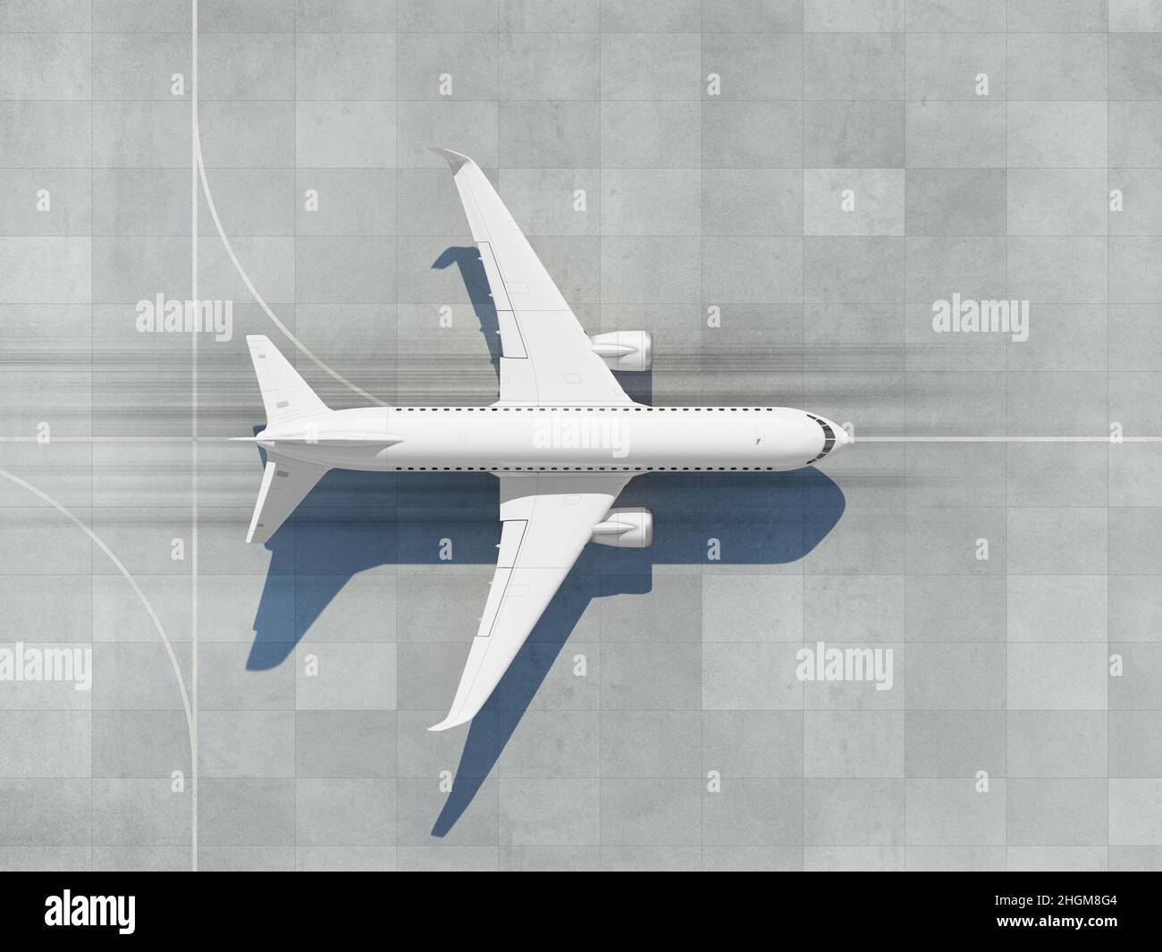 Aeroplane on runway ready to takeoff, illustration Stock Photo