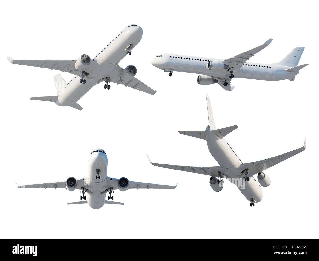 Passenger aeroplanes in flight, illustration Stock Photo