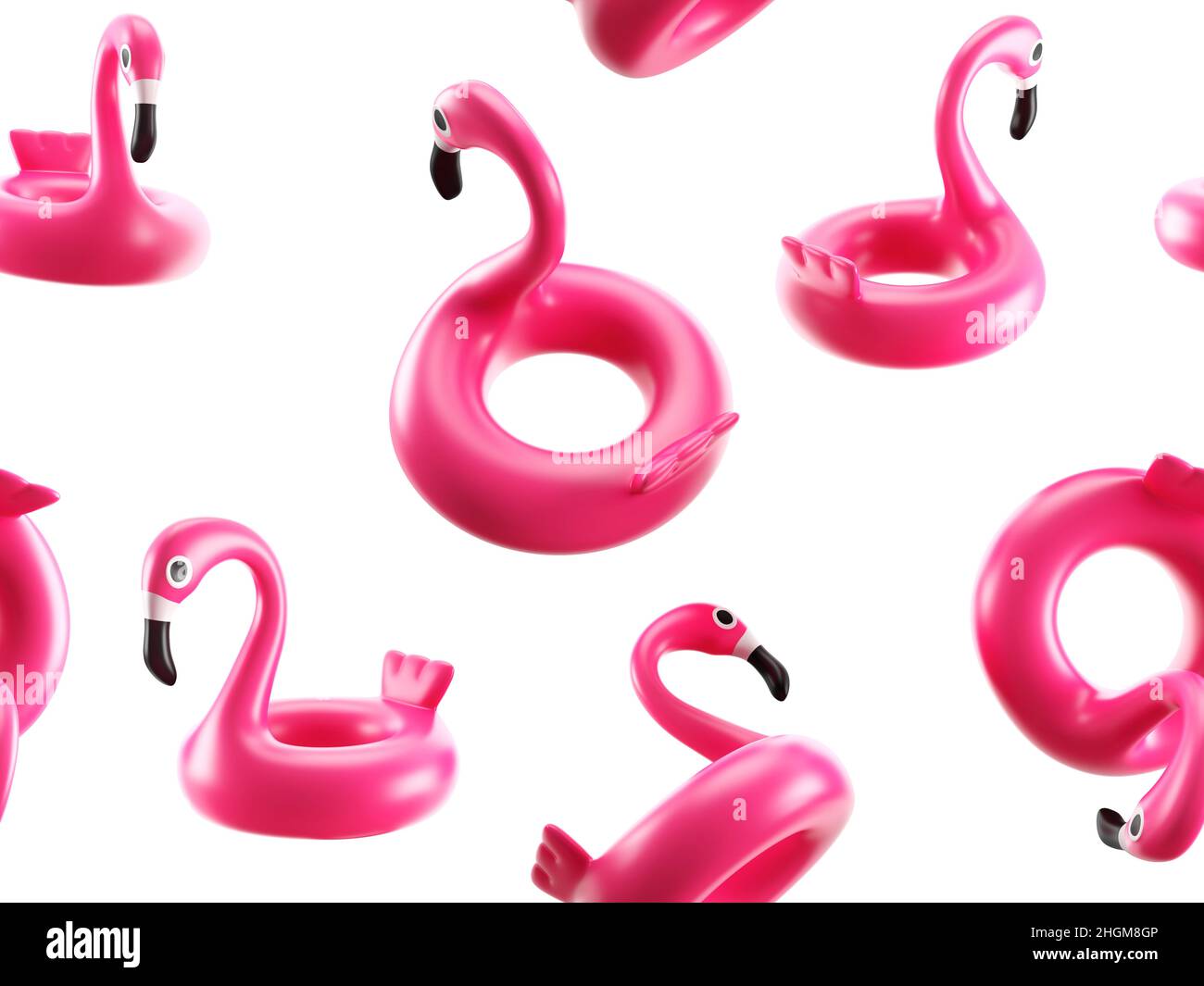 Inflatable pink flamingos, illustration Stock Photo