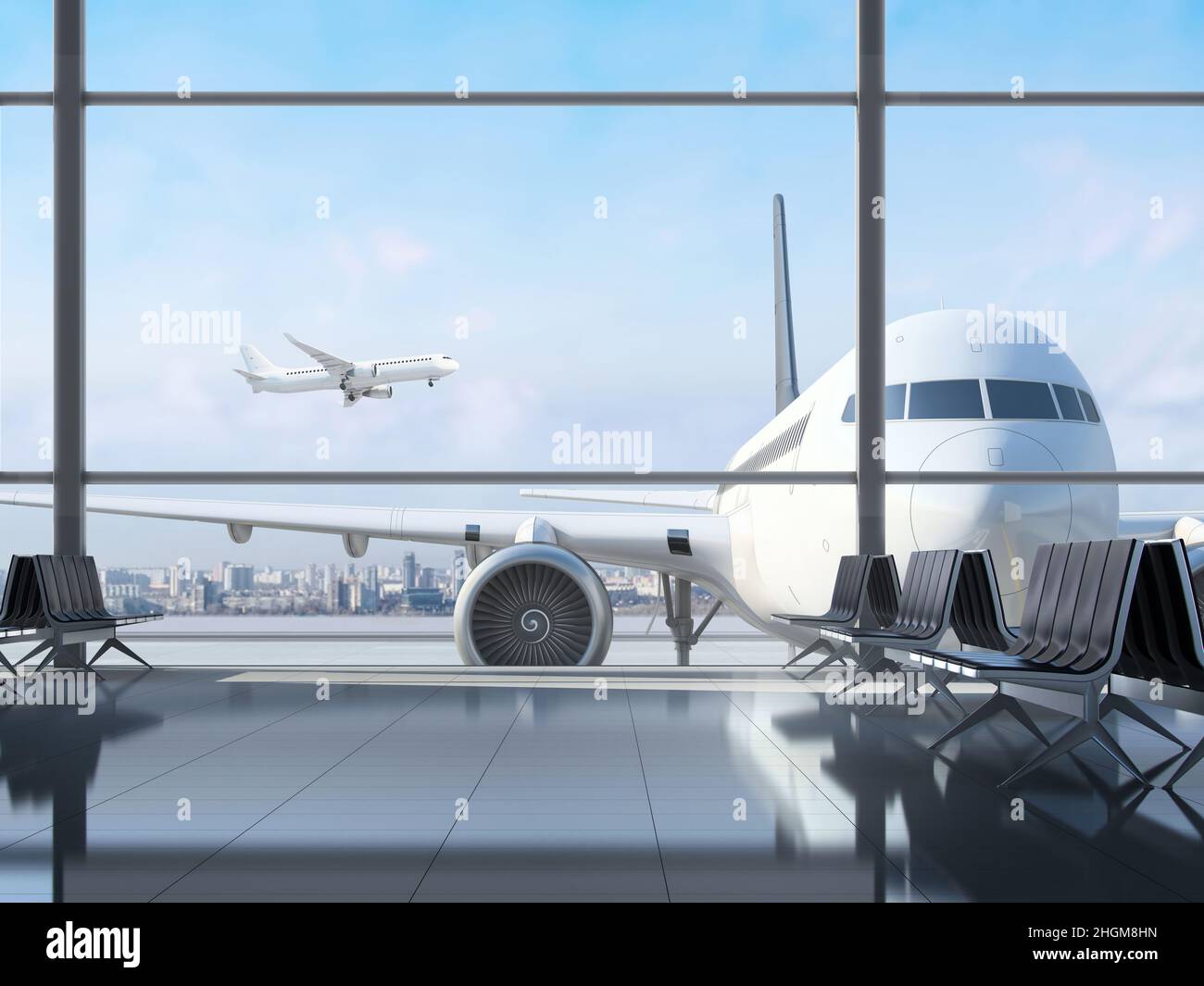Airport terminal, illustration Stock Photo