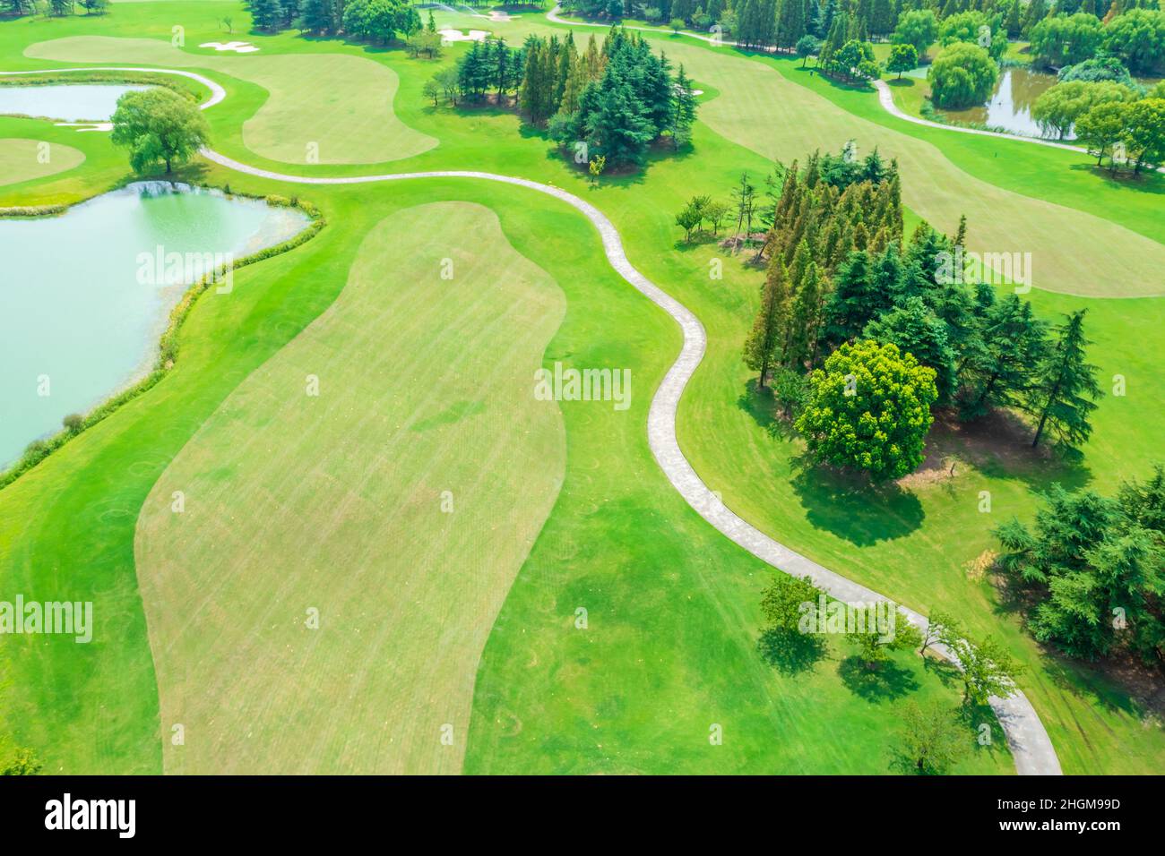 Aerial view of beautiful green golf course Stock Photo Alamy