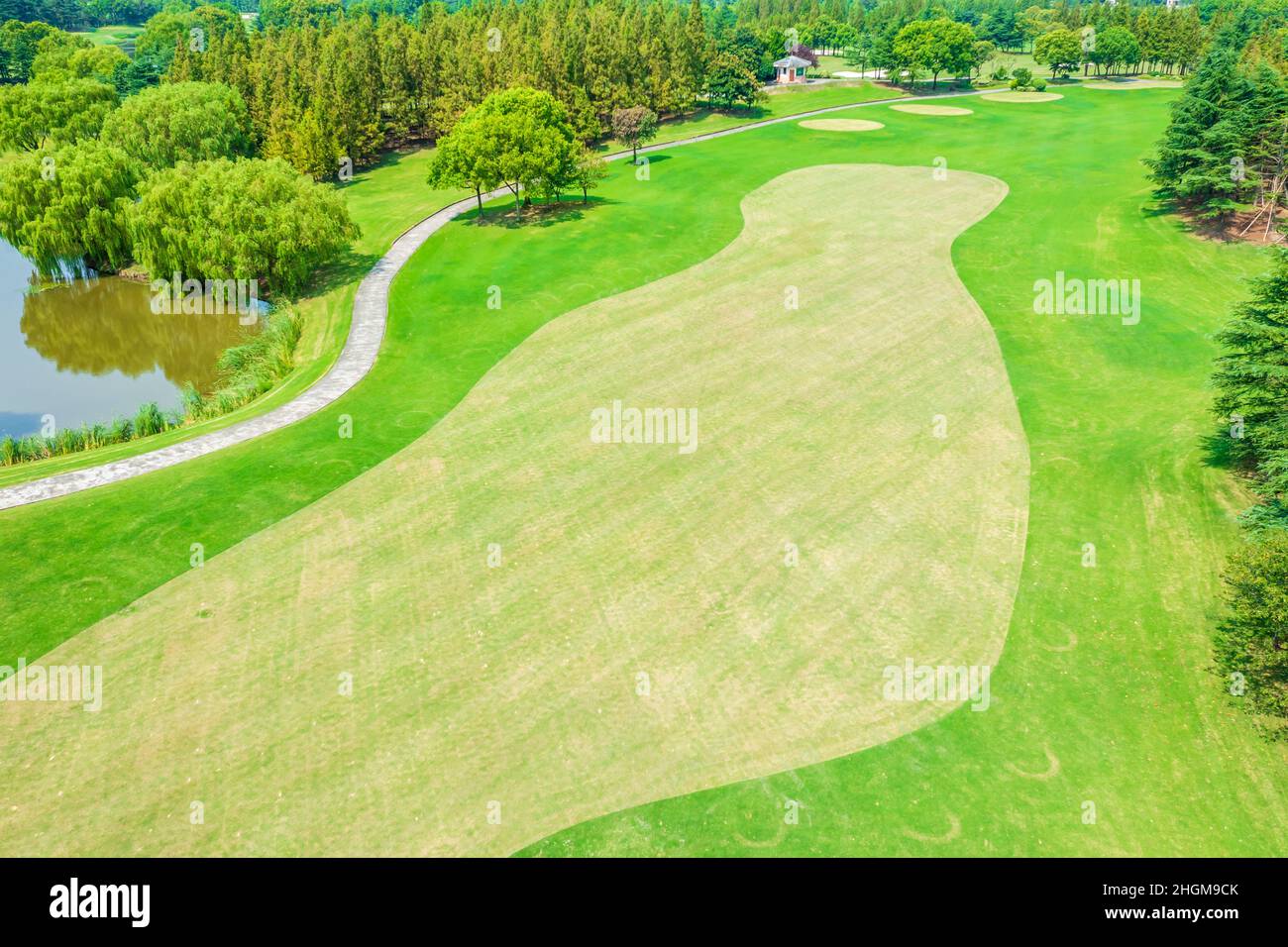 Aerial view of beautiful green golf course Stock Photo - Alamy