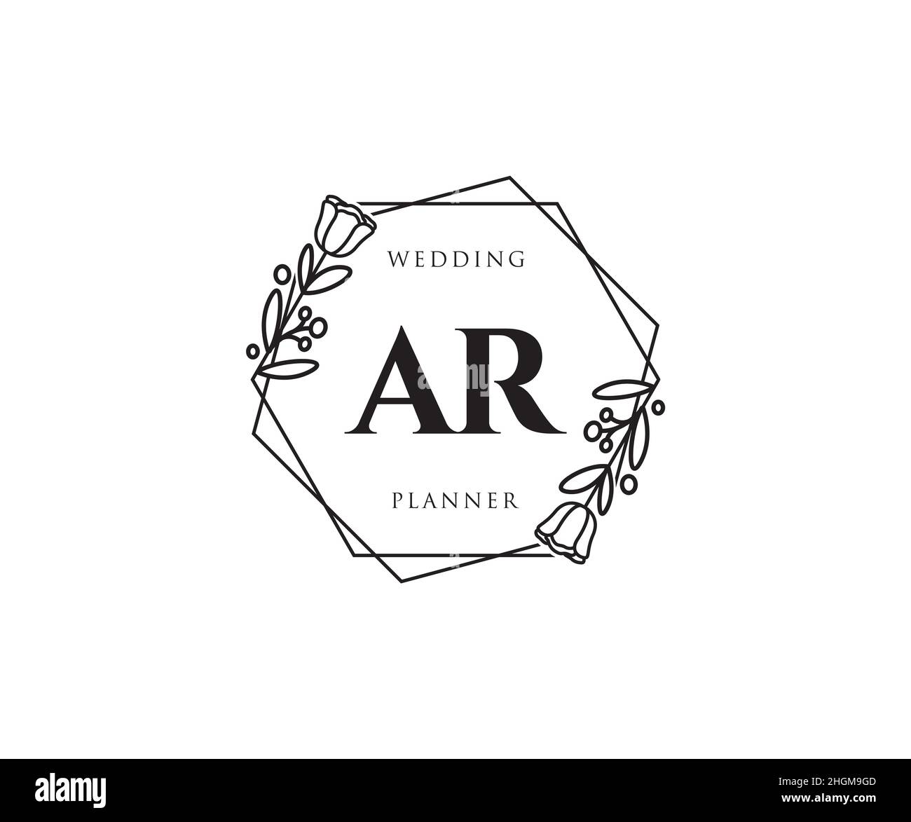 AR feminine logo. Usable for Nature, Salon, Spa, Cosmetic and Beauty Logos. Flat Vector Logo Design Template Element. Stock Vector