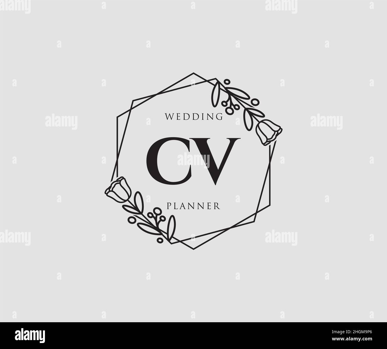 CV feminine logo. Usable for Nature, Salon, Spa, Cosmetic and Beauty Logos. Flat Vector Logo Design Template Element. Stock Vector