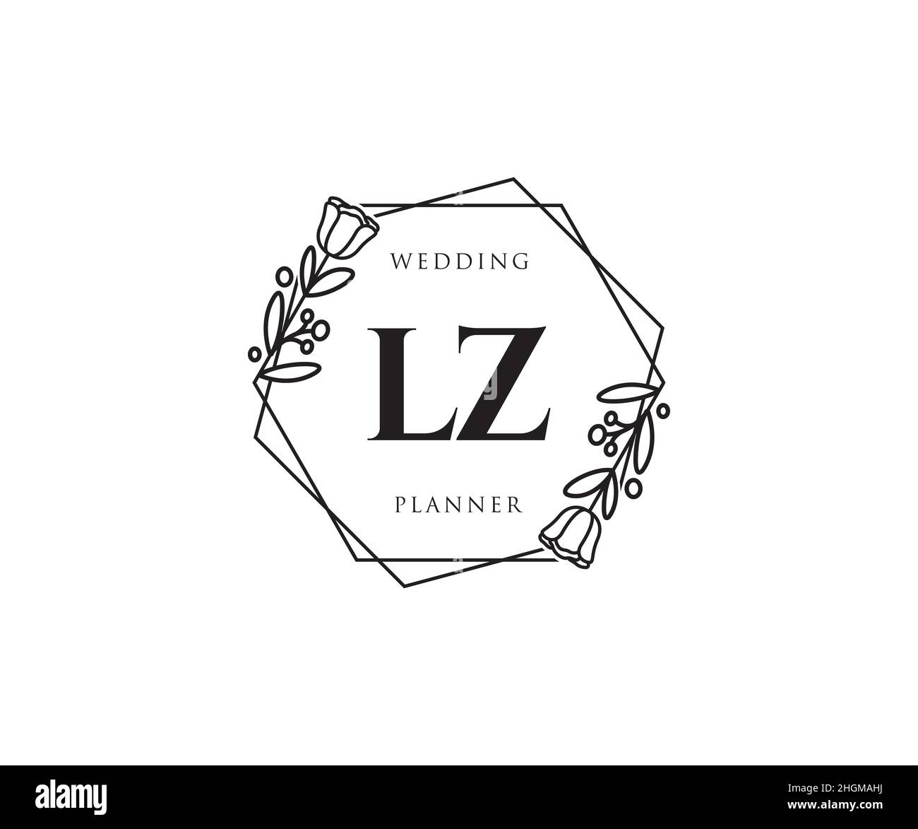 LZ feminine logo. Usable for Nature, Salon, Spa, Cosmetic and Beauty Logos. Flat Vector Logo Design Template Element. Stock Vector