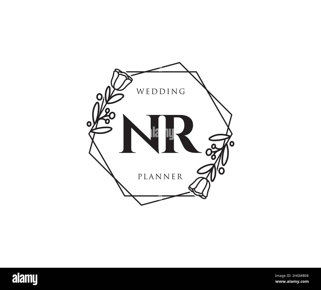 NR feminine logo. Usable for Nature, Salon, Spa, Cosmetic and Beauty Logos. Flat Vector Logo Design Template Element. Stock Vector